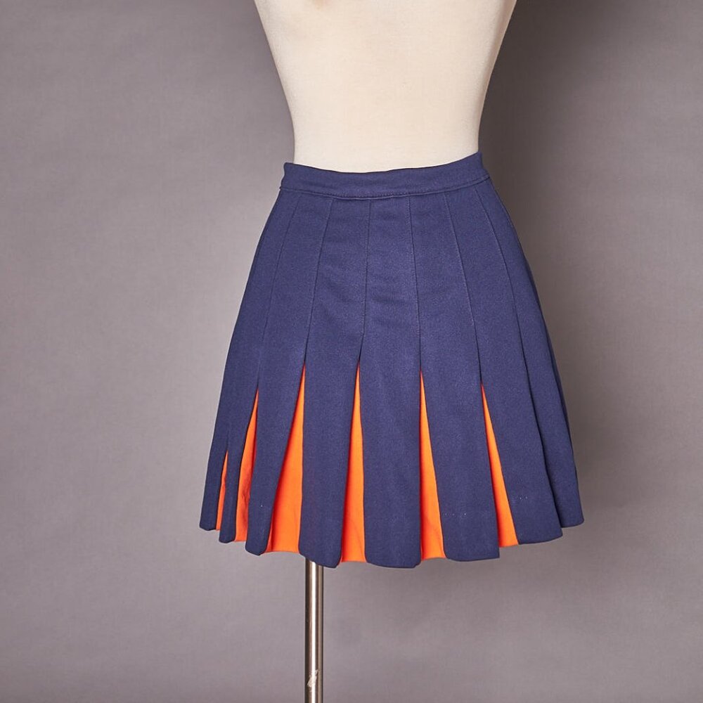 1970s Blue and Orange Cheerleader Mini Skater Skirt - Picture 6 of 8